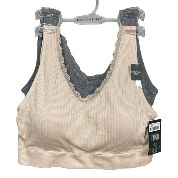 Laura Ashley Other - Laura Ashley 2-Pack Comfort Bra, Size 2X, Peach & Gray, Wireless, New w Tags